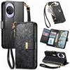 Jiajihua Cover Compatibile con Huawei Nova 14 Pro,Compatibile con Huawei Nova 13 Pro 【Portafoglio con cerniera】【Portacarte doppio】【Flip Stand】【Fibbia magnetica】 Custodia per telefono Lanyard Black