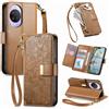 Jiajihua Cover Compatibile con Huawei Nova 14 Pro,Compatibile con Huawei Nova 13 Pro 【Portafoglio con cerniera】【Portacarte doppio】【Flip Stand】【Fibbia magnetica】 Custodia per telefono Lanyard Brown