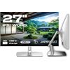 JapanNext Monitor Tattile Bianco 27 IPS WQHD (2560x1440) con Braccio Snodato | HDR | Ricarica via USB-C (65W) | Altezza e Inclinazione Regolabili (HSP) | G-Sync/FreeSync | JN-IPS27WQHDR-C65W-FLD-T