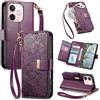 Jiajihua Cover Compatibile con Realme C53 / C51 / Note 50 4G,Compatibile con Realme Narzo N53 【Portafoglio con cerniera】【Portacarte doppio】【Flip Stand】【Fibbia magnetica】 Custodia per telefono Lanyard Purple