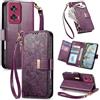 Jiajihua Cover Compatibile con Motorola Moto G53 J Y / G13 / G23 【Portafoglio con cerniera】【Portacarte doppio】【Flip Stand】【Fibbia magnetica】 Custodia per telefono Lanyard Purple