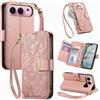 Jiajihua Cover Compatibile con Honor 500/500 Pro 【Portafoglio con cerniera】【Portacarte doppio】【Flip Stand】【Fibbia magnetica】 Custodia per telefono Lanyard Pink