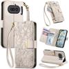 Jiajihua Cover Compatibile con Nothing Phone (4a) 【Portafoglio con cerniera】【Portacarte doppio】【Flip Stand】【Fibbia magnetica】 Custodia per telefono Lanyard Gray