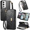 Jiajihua Cover Compatibile con Redmi Note 10T / Note 10 5G,Compatibile con Xiaomi Poco M3 Pro 5G 【Portafoglio con cerniera】【Portacarte doppio】【Flip Stand】【Fibbia magnetica】 Custodia per telefono Lanyard Black