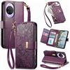 Jiajihua Cover Compatibile con Huawei Nova 14 Pro,Compatibile con Huawei Nova 13 Pro 【Portafoglio con cerniera】【Portacarte doppio】【Flip Stand】【Fibbia magnetica】 Custodia per telefono Lanyard Purple