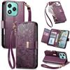 Jiajihua Cover Compatibile con Honor X60i / Honor Play 9T Pro 【Portafoglio con cerniera】【Portacarte doppio】【Flip Stand】【Fibbia magnetica】 Custodia per telefono Lanyard Purple
