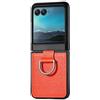 QINOUK cover per Motorola Razr 50 con Anello, Cover in Pelle PU, Protettiva Antigraffio Ultrafine, Arancione