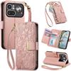 Jiajihua Cover Compatibile con Nothing Phone (4a) Pro 【Portafoglio con cerniera】【Portacarte doppio】【Flip Stand】【Fibbia magnetica】 Custodia per telefono Lanyard Pink