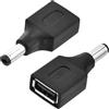 sourcing map Adattatore da USB A femmina a DC 5521 maschio 5 V convertitore di alimentazione per laptop, tablet, ventole, smartphone, lampada LED da scrivania, ricarica, 2 pezzi, nero