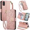 Jiajihua Cover Compatibile con Oppo A93 5G / A74 5G,Compatibile con OnePlus Nord N200 【Portafoglio con cerniera】【Portacarte doppio】【Flip Stand】【Fibbia magnetica】 Custodia per telefono Lanyard Pink