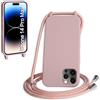 WenBaby Cover Compatible con iPhone 14 Pro Max,Cellulare Girocollo Custodia con Cordino TPU Corda Silicone Case Bumper per iPhone 14 Pro Max Custodia, Rosa sabbia