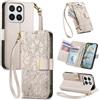 Jiajihua Cover Compatibile con Honor X6B / X6A / X5B / X5B Plus / X6C 【Portafoglio con cerniera】【Portacarte doppio】【Flip Stand】【Fibbia magnetica】 Custodia per telefono Lanyard Gray