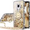 Miss Arts Cover per Samsung Galaxy S9, Silicone con Paillette Glitterate di Lusso e Supporto, Gel Liquido Protettiva per S9, Oro