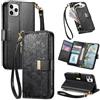 Jiajihua Cover Compatibile con Honor 600 Smart 【Portafoglio con cerniera】【Portacarte doppio】【Flip Stand】【Fibbia magnetica】 Custodia per telefono Lanyard Black