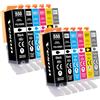 Veson 12 cartucce d'inchiostro 550 551 XL, compatibili con Canon PGI-550 CLI-551, per Canon IX6800, Pixma IX6850, IP7250, IP7200, IP8750, MG7150, MG7550, MG5450, MG5650 MX925 MX725 MX920
