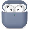 AOTUAO Custodia compatibile con AirPods 4 (2024), in morbido silicone, antiurto, con protezione completa contro le cadute, LED frontale visibile, grigio blu