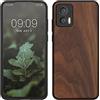 kwmobile Custodia Compatibile con Motorola Edge 30 Neo Cover - Protezione in Legno per Smartphone - Back Case con Bumper in Silicone TPU - marrone scuro