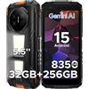 DOOGEERugged Fire 3 Max Rugged Smartphone Android 15, Doppie Luci Campeggio, UNISOC T7250, 8350mAh Telefono Indistruttibile, 32GB+256GB, 40MP+20MP+8MP Telefono Rugged, Widevine L1/NFC - Arancione