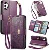 Jiajihua Cover Compatibile con Samsung Galaxy A32 5G / M32 5G 【Portafoglio con cerniera】【Portacarte doppio】【Flip Stand】【Fibbia magnetica】 Custodia per telefono Lanyard Purple
