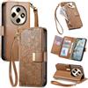 Jiajihua Cover Compatibile con Oppo F31 Pro / A6 Pro (China) PLN110 【Portafoglio con cerniera】【Portacarte doppio】【Flip Stand】【Fibbia magnetica】 Custodia per telefono Lanyard Brown