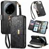 Jiajihua Cover Compatibile con Nothing Phone (3a) Pro 【Portafoglio con cerniera】【Portacarte doppio】【Flip Stand】【Fibbia magnetica】 Custodia per telefono Lanyard Black