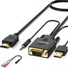 FOINNEX Cavo VGA a HDMI 3M, Adattatore VGA HDMI con Audio per PC, Laptop e Monitor
