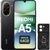XIAOMI Redmi A5 Smartphone, 6.88 Display 120Hz, 3GB + 64GB, Fotocamera AI 32MP, Batteria 5200 mAh, Sensore Impronte Laterale (Nero)