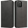 Mixroom - Custodia Cover Case a Libro Nero per iPhone 15 PRO Max con Stand in Ecopelle Chiusura Magnetica Formato Portafoglio Parte Interna in TPU Morbida con Bordi Piatti