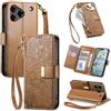 Jiajihua Cover Compatibile con ZTE Blade A76 4G 【Portafoglio con cerniera】【Portacarte doppio】【Flip Stand】【Fibbia magnetica】 Custodia per telefono Lanyard Brown