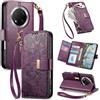 Jiajihua Cover Compatibile con Huawei Mate 70 Pro/Mate 70 Pro Plus 【Portafoglio con cerniera】【Portacarte doppio】【Flip Stand】【Fibbia magnetica】 Custodia per telefono Lanyard Purple