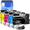 LAIPENG LC521 LC521VAL Cartuccia d'inchiostro Compatibile per Brother DCPJ1260W DCPJ1310DW DCPJ1313DW DCPJ1360DW DCPJ1460DW Stampante LC521BK LC521C LC-521M LC-521Y (4-Pack)