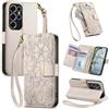 Jiajihua Cover Compatibile con Oukitel C2 【Portafoglio con cerniera】【Portacarte doppio】【Flip Stand】【Fibbia magnetica】 Custodia per telefono Lanyard Gray