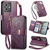 Jiajihua Cover Compatibile con OnePlus 15T 【Portafoglio con cerniera】【Portacarte doppio】【Flip Stand】【Fibbia magnetica】 Custodia per telefono Lanyard Purple