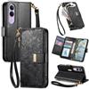 Jiajihua Cover Compatibile con Huawei Enjoy 80,Compatibile con Huawei Nova Y73 / Hi Enjoy 80 Plus 【Portafoglio con cerniera】【Portacarte doppio】【Flip Stand】【Fibbia magnetica】Custodia per telefono Lanyard Black