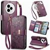 Jiajihua Cover Compatibile con TCL 60R 5G 【Portafoglio con cerniera】【Portacarte doppio】【Flip Stand】【Fibbia magnetica】 Custodia per telefono Lanyard Purple
