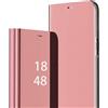 MODFYN Clear Smart View Cover per Samsung Galaxy S23, Luxury Specchio Case Standing Makeup Mirror Flip con Supporto Antiurto Custodia per Samsung Galaxy S23.Rose Gold