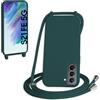 WenBaby Cover Compatible con Samsung Galaxy S21 FE,Cellulare Girocollo Custodia con Cordino TPU Corda Silicone Case Bumper per Samsung Galaxy S21 FE Custodia, Verde scuro