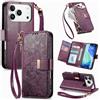 Jiajihua Cover Compatibile con Blackview Wave 7C 【Portafoglio con cerniera】【Portacarte doppio】【Flip Stand】【Fibbia magnetica】 Custodia per telefono Lanyard Purple