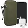 kwmobile Custodia in Neoprene con Zip per Smartphone XL - 6,7/6,8 - Astuccio Portacellulare a Sacchetto con Cerniera - Borsa in verde oliva