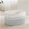 MYHOMMATTO Grande cesto per biancheria intrecciato in corda di cotone, 60L, contenitore con maniglie, per coperte, abiti, giocattoli, cesto per cameretta o soggiorno, 53x38x29 cm, bianco e verde tenue