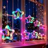 Fohil Tenda Luminosa Natale, 100LED Stelle Luci Tenda Natale Interno 8 Modalità Catena Luminosa Interno Impermeabile Finestre Luci Natalizie per Albero Balcone Giardino Decorazione Natalizia