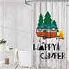 xzxzdx Tenda Doccia Campeggio, Tenda Doccia Antimuffa 200x200 Tende Doccia 3D Camper Cartone Animato Poliestere Tessuto Impermeabile Decorativo Tenda da Bagno, con Ganci Plastica