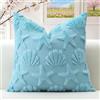 Artscope 1 Pezzi Stella del Mare e Conchiglie Federe in Lana Corta Velluto Copricuscini Morbido Decorativo Fodere per Cuscino Vacanza Stile per Divano Camera da Letto Azzurro Chiaro 50x50 cm