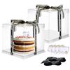 Vebetter 2 Pezzi Scatola per Torta Trasparente, 30 x 30cm Scatole Regalo Plastica con Coperchio Scatola per Torta a Doppio Strato Scatole per Esposizione per Imballaggio da Forno per Dessert (10 inch)