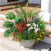 Aisamco 22 pz piante artificiali per l'arredamento esterno, fiori artificiali steli di vegetazione arbusti finti resistenti ai raggi UV foglie di plastica finte per patio giardino portico cortile fioriera