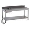 Tavolo in Acciaio Inox Professionale, Linea Top, con Vasca a Sinistra, Ripiano, e Alzatina, Profondità 60 cm - Tavolo Inox Linea Top con Vasca a Sinistra, Ripiano e Alzatina, 160 x 60 x 85 cm