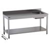 Tavolo in Acciaio Inox Professionale, Linea Top, con Vasca a Destra, Ripiano, e Alzatina, Profondità 60 cm - Tavolo Inox Linea Top con Vasca a Destra, Ripiano e Alzatina, 160 x 60 x 85 cm