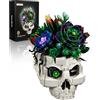 SupreOwls Set di piante grasse a forma di teschio, set da costruzione con scheletro botanico, kit di costruzione per piante horror, decorazione da tavolo per casa e ufficio, giocattoli per adulti
