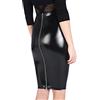 Haitpant Gonna longuette aderente in pelle PU da donna in ecopelle gonna a matita con zip posteriore lucida a vita alta, Nero , L