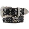 FUXIU Punk Strass Fibbia Cinture Donna Strass Skull Decor Cinture in Vita Western Cowgirl Y2K Ragazze Cintura per Jeans Uomo, Big Black Flash, As detailed discription